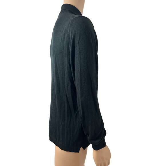 Pronto Uomo Men’s Vtg Black Sweater M Italy Collared 2- Button Geometric Solid - Picture 4 of 14